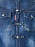 collarless denim shirt