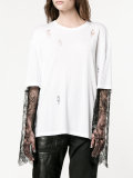 distressed lace t-shirt