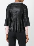 cropped sleeves leather jacket 
