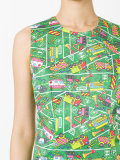 Transport print fitted dress
