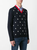 bee intarsia v-neck jumper