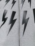 lightning print zipped hoodie