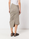 Asymmetric ruched midi skirt