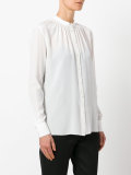 mandarin gathered neck shirt