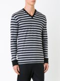 skull print striped T-shirt