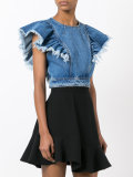 denim ruffled top
