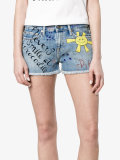 graffiti denim short shorts