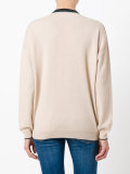 contrast V-neck jumper