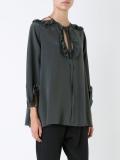 'CDC' picot ruffle blouse