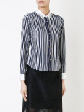 embellished collar striped shirt