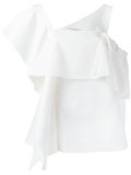 asymmetric sleeves ruffled blouse