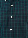 button down collar black watch pattern shirt