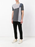 panelled striped T-shirt