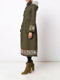 faux fur hooded embroidered coat