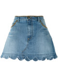 scalloped hem denim skirt