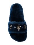 embellished fuzzy mules