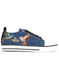 bird patches denim sneakers