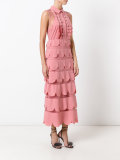 scalloped ruffle shirt-dress
