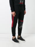 leopard print panel track pants