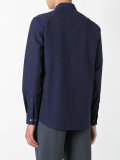 Seersucker mandarin collar shirt