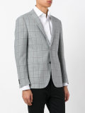 checked button front blazer