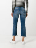 shredded trim cropped jeans 