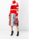 stripe detail flap clutch
