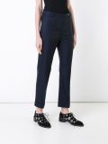 pleated cropped tapered trousers