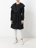 belted hooded coat