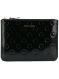 polka dot embossed clutch