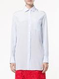 cut out back pinstriped shirt