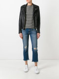 shredded trim cropped jeans 