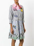 embroidered patch checked dress
