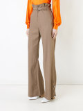 flared high-waisted trousers