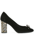 embellished heel pumps