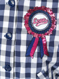 badge buttoned bomber jacket