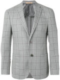 checked button front blazer