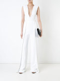 pleat detail V-neck jumpsuit