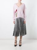 flower embellished V-neck jumper