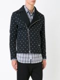 dotted back quote biker jacket