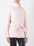 off-centre fastening belted jacket