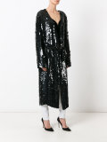 belted sequin duster coat