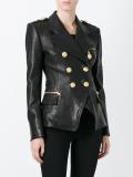double breasted leather blazer