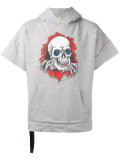 skull print hooded T-shirt 