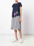 embroidered checked A-line skirt