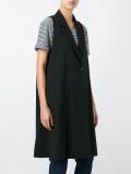 flared sleeveless midi coat