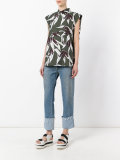 high neck printed blouse