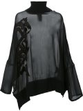 semi sheer jacquard blouse