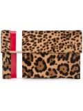 striped leopard print clutch