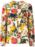 flower print collarless shirt